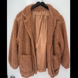 Zaful Brown Faux Fur Teddy Coat